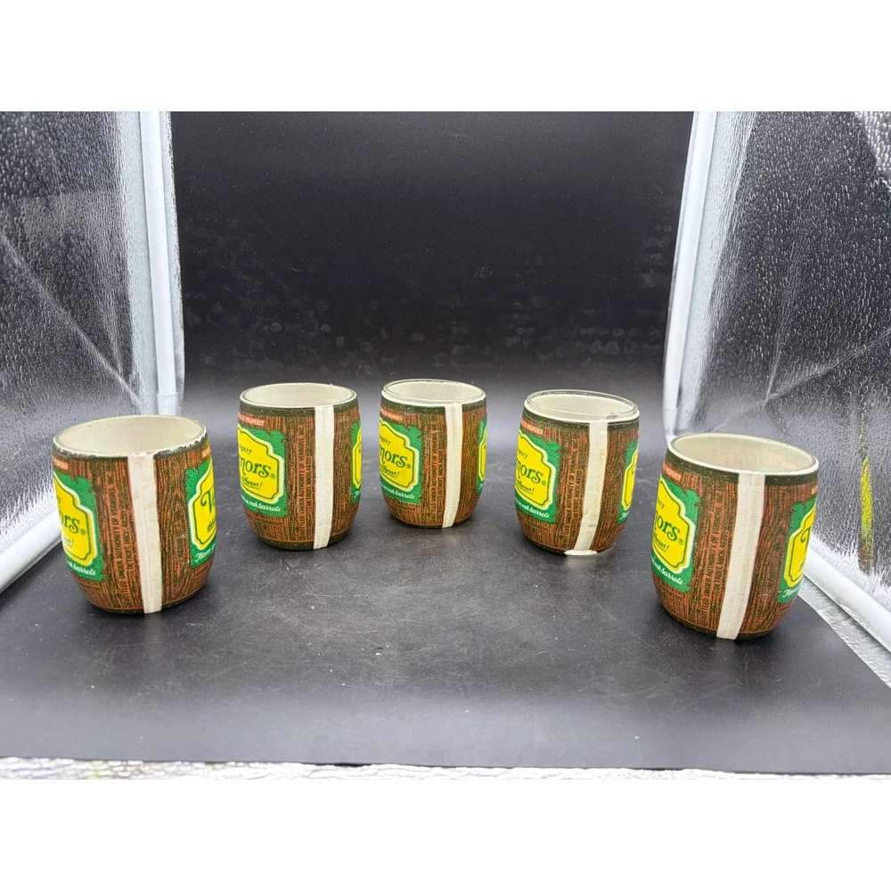 Vintage Vernors Ginger Ale Barrel Glasses 10oz Set of 5 Soda Advertising Collect